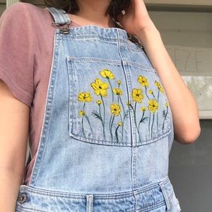 Hand painted overall shorts